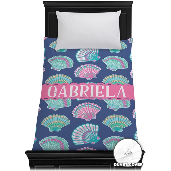 Custom Preppy Sea Shells Duvet Cover - Twin (Personalized)