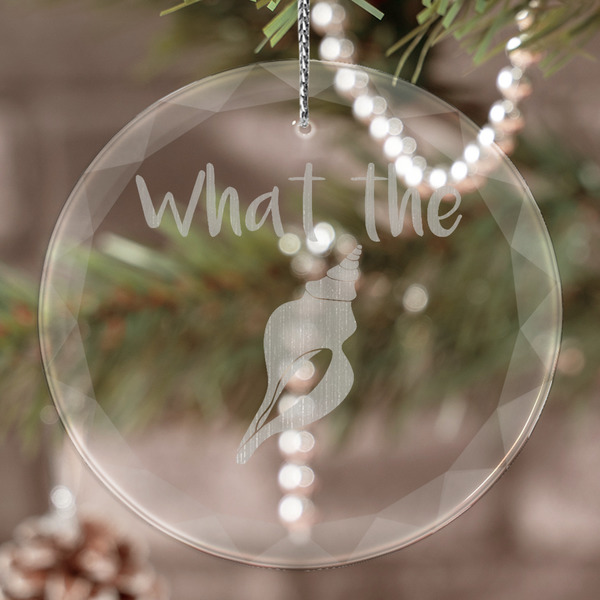 Custom Preppy Sea Shells Engraved Glass Ornament (Personalized)
