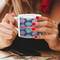 Preppy Sea Shells Espresso Cup - 6oz (Double Shot) LIFESTYLE (Woman hands cropped)