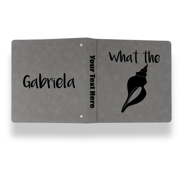 Preppy Sea Shells Leather Binder - 1" - Grey - Back Spine Front View