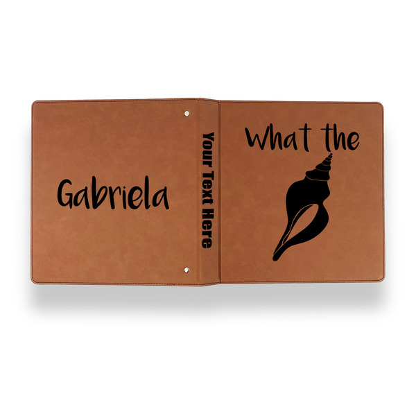 Preppy Sea Shells Leather Binder - 1" - Rawhide - Back Spine Front View