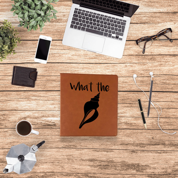 Preppy Sea Shells Leather Binder - 1" - Rawhide - Lifestyle View