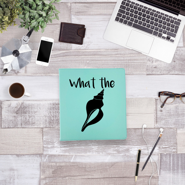 Preppy Sea Shells Leather Binder - 1" - Teal - Lifestyle View