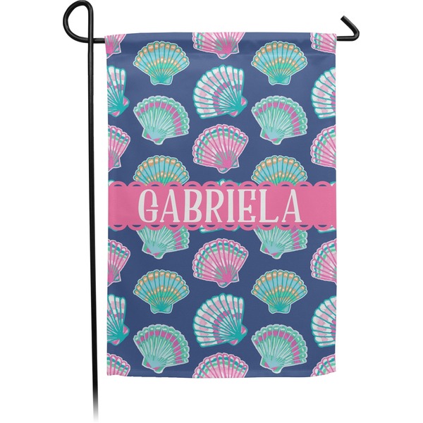 Custom Preppy Sea Shells Small Garden Flag - Double Sided w/ Name or Text