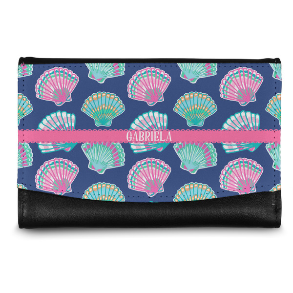Custom Preppy Sea Shells Genuine Leather Women's Wallet - Small (Personalized)