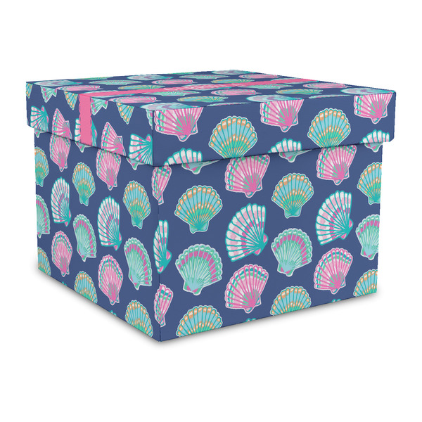 Custom Preppy Sea Shells Gift Box with Lid - Canvas Wrapped - Large (Personalized)