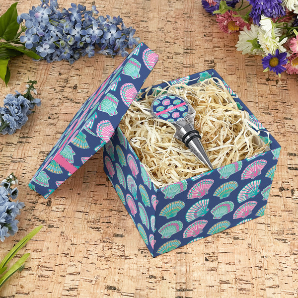 Preppy Sea Shells Gift Boxes with Lid - Canvas Wrapped - Medium - In Context
