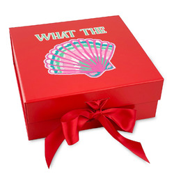 Preppy Sea Shells Gift Box with Magnetic Lid - Red (Personalized)