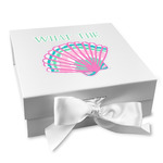 Preppy Sea Shells Gift Box with Magnetic Lid - White (Personalized)
