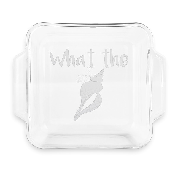 Custom Preppy Sea Shells Glass Cake Dish with Truefit Lid - 8in x 8in (Personalized)