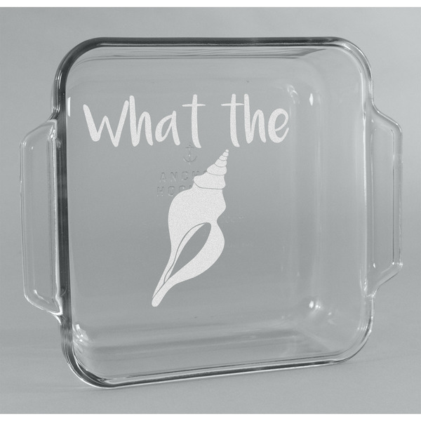 Custom Preppy Sea Shells Glass Cake Dish - 8in x 8in (Personalized)