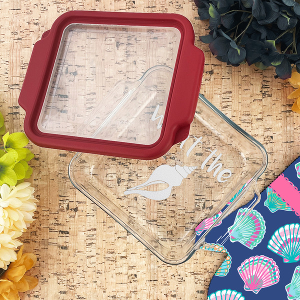 Preppy Sea Shells Glass Cake Dish - LIFESTYLE (8x8)