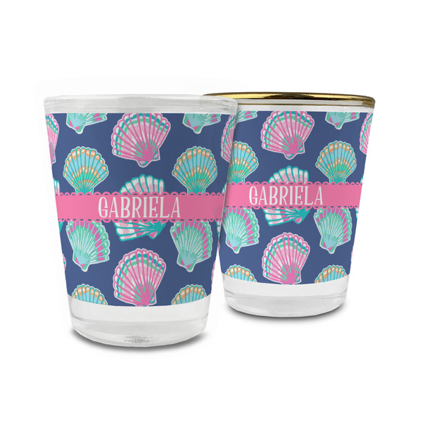 Custom Preppy Sea Shells Glass Shot Glass - 1.5 oz (Personalized)