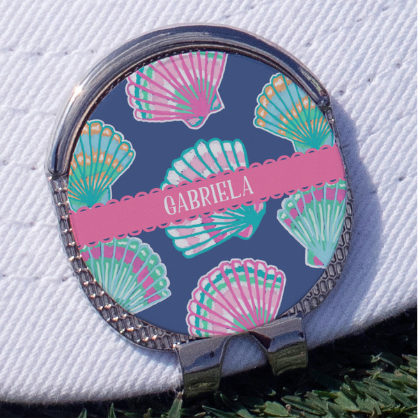 Custom Preppy Sea Shells Golf Ball Marker - Hat Clip