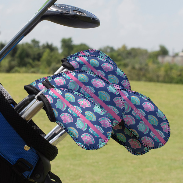 Custom Preppy Sea Shells Golf Club Iron Cover - Set of 9 (Personalized)