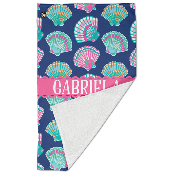 Preppy Sea Shells Golf Towel - Folded (Large)