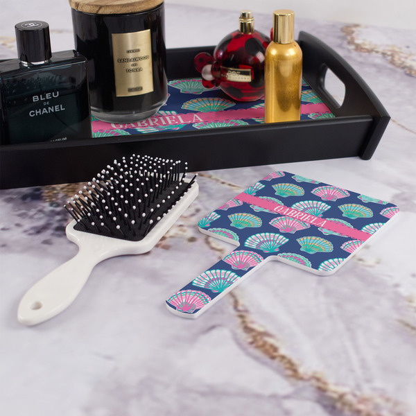 Preppy Sea Shells Hand Mirror - With Hair Brush