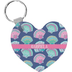 Preppy Sea Shells Heart Plastic Keychain w/ Name or Text