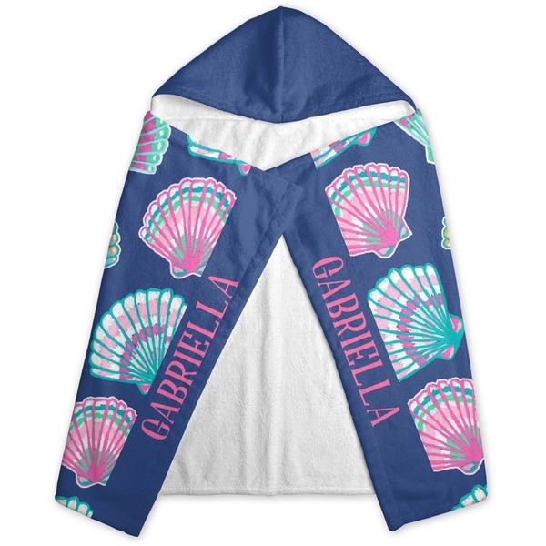 Preppy Sea Shells Hooded Towel - Folded
