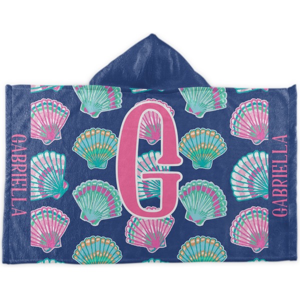Custom Preppy Sea Shells Kids Hooded Towel (Personalized)