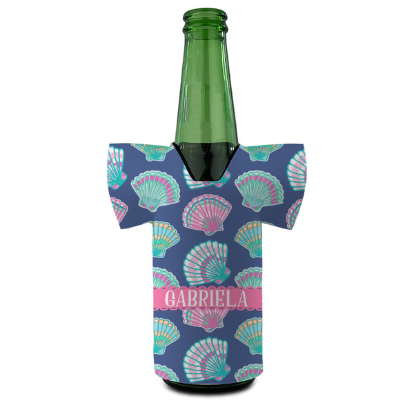 Preppy Sea Shells Jersey Bottle Cooler - FRONT (on bottle)