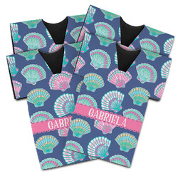 Preppy Sea Shells Jersey Bottle Cooler - Set of 4 (Personalized)