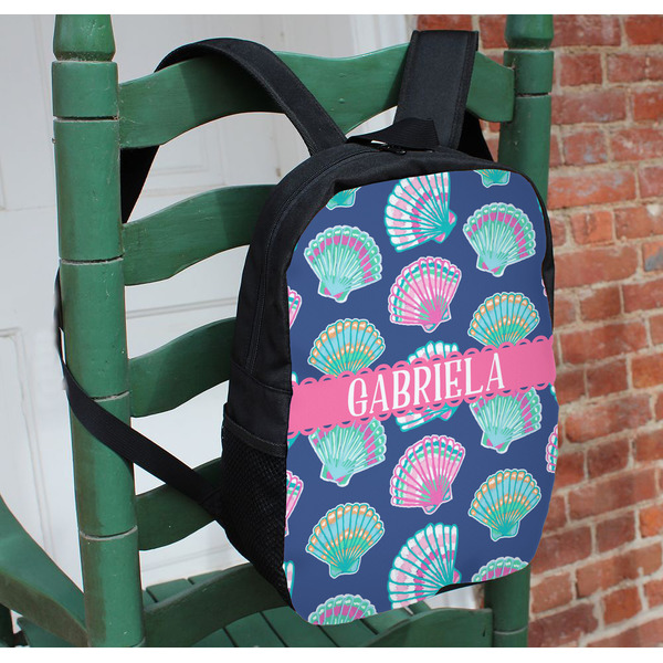 Preppy Sea Shells Kids Backpack - In Context