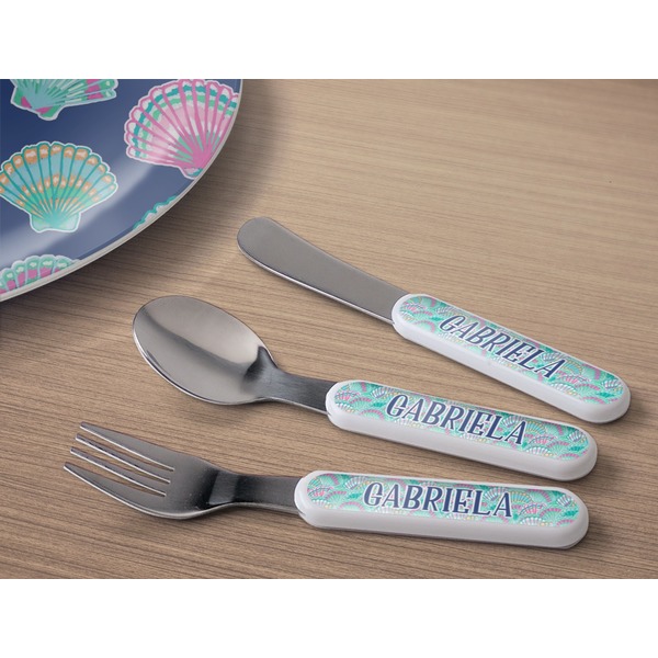 Preppy Sea Shells Kids Flatware w/ Plate