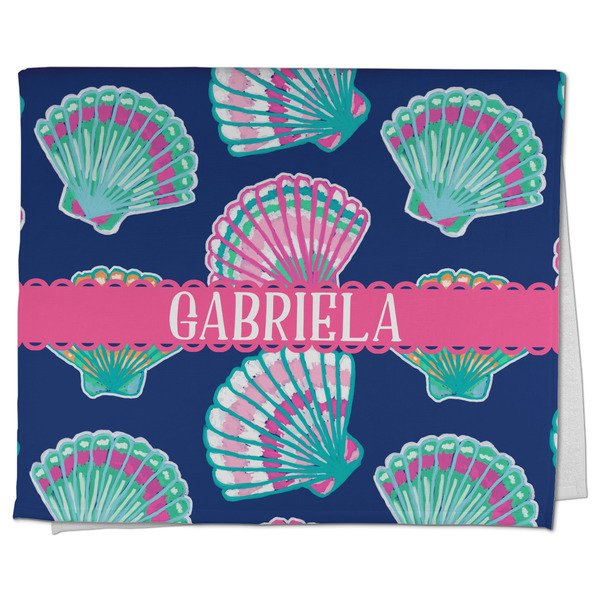 Custom Preppy Sea Shells Kitchen Towel - Poly Cotton w/ Name or Text