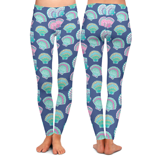 Preppy Sea Shells Ladies Leggings - Front and Back