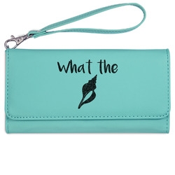 Preppy Sea Shells Ladies Leatherette Wallet - Laser Engraved- Teal (Personalized)
