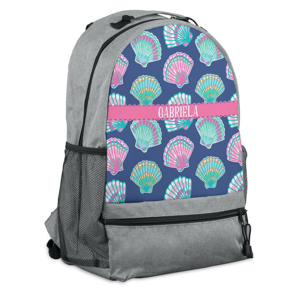 Custom Preppy Sea Shells Backpack - Grey (Personalized)