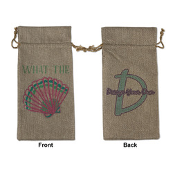 Preppy Sea Shells Large Burlap Gift Bag - Front & Back (Personalized)