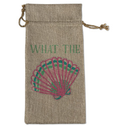 Preppy Sea Shells Large Burlap Gift Bag - Front (Personalized)