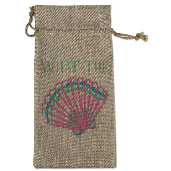 Preppy Sea Shells Large Burlap Gift Bags - Front