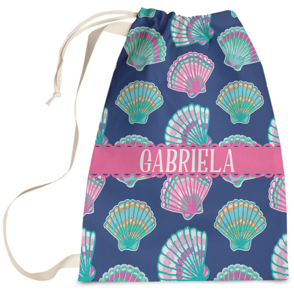 Custom Preppy Sea Shells Laundry Bag - Large (Personalized)