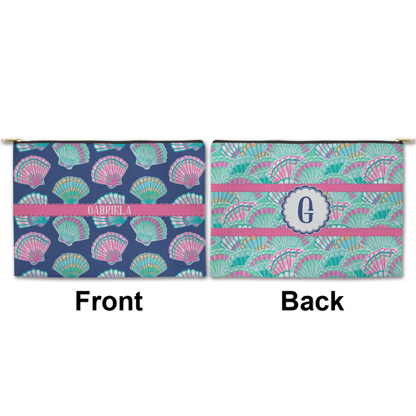 Preppy Sea Shells Large Zipper Pouch Approval (Front and Back)