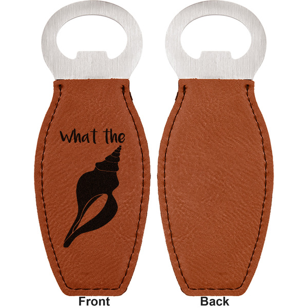 Preppy Sea Shells Leather Bar Bottle Opener - Front and Back (single sided)