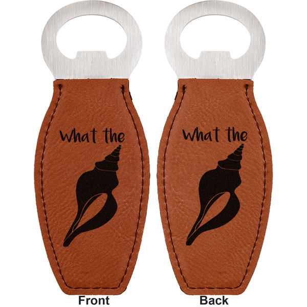 Preppy Sea Shells Leather Bar Bottle Opener - Front and Back