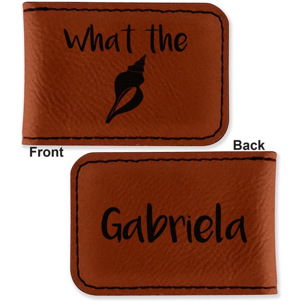 Preppy Sea Shells Leatherette Magnetic Money Clip - Front and Back