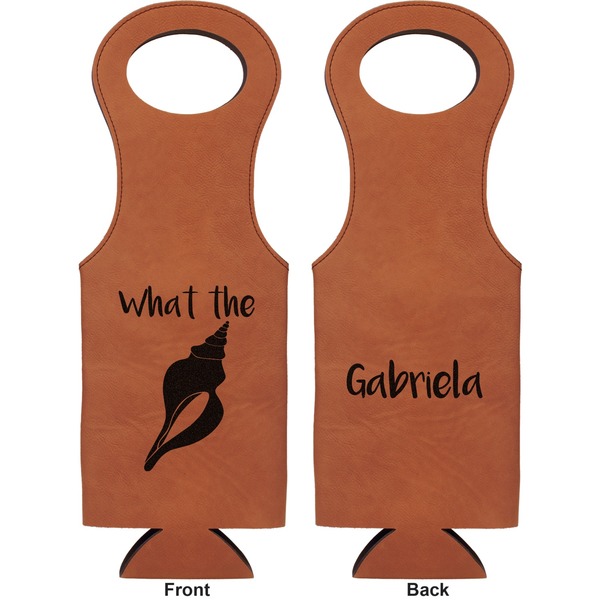 Preppy Sea Shells Leatherette Wine Tote Double Sided - Front and Back