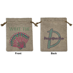 Preppy Sea Shells Medium Burlap Gift Bag - Front & Back (Personalized)