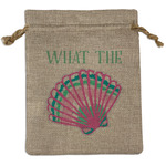 Preppy Sea Shells Medium Burlap Gift Bag - Front (Personalized)