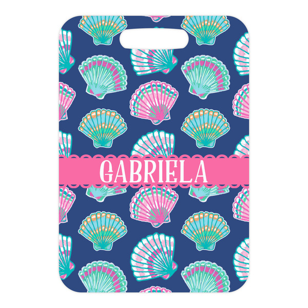 Preppy Sea Shells Metal Luggage Tag - Front Without Strap