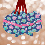 Preppy Sea Shells Metal Ornaments - Double Sided w/ Name or Text