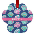 Preppy Sea Shells Metal Paw Ornament - Double Sided w/ Name or Text