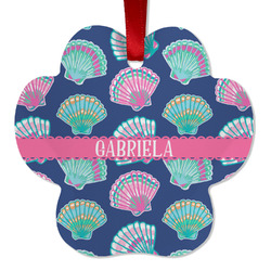 Preppy Sea Shells Metal Paw Ornament - Double Sided w/ Name or Text