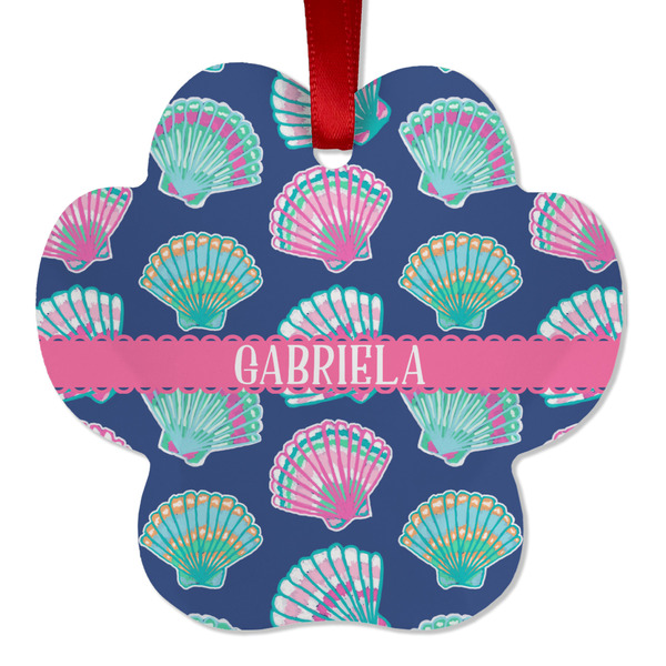 Preppy Sea Shells Metal Paw Ornament - Front