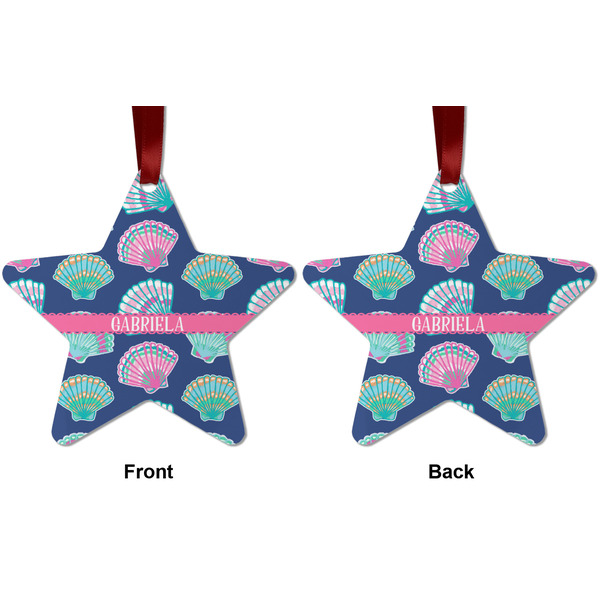 Preppy Sea Shells Metal Star Ornament - Front and Back
