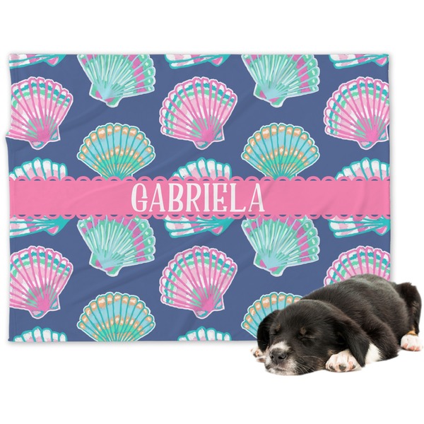 Custom Preppy Sea Shells Dog Blanket - Regular (Personalized)